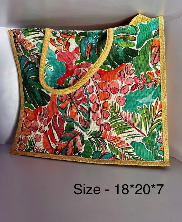 Vibrant Rajasthani Multicolor Printed Jute Tote Bag